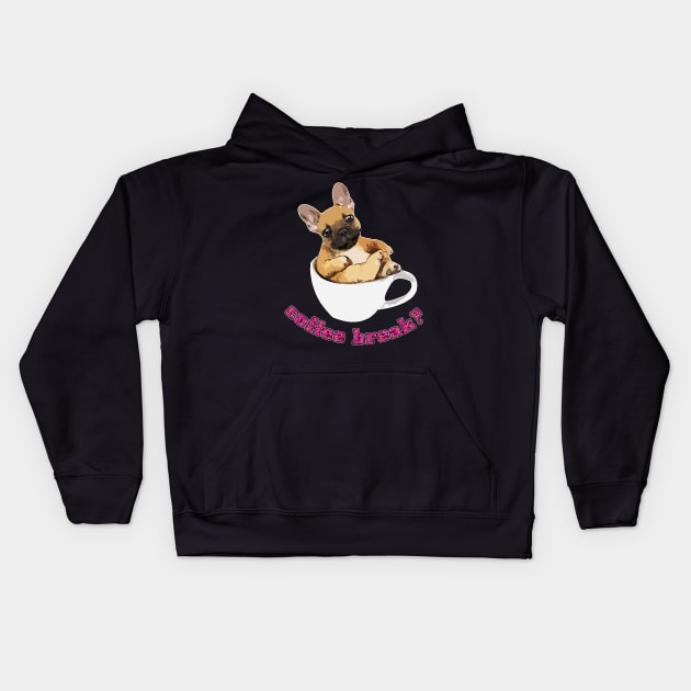 French Bulldog Dog coffee lovers Kids Hoodie by Collagedream